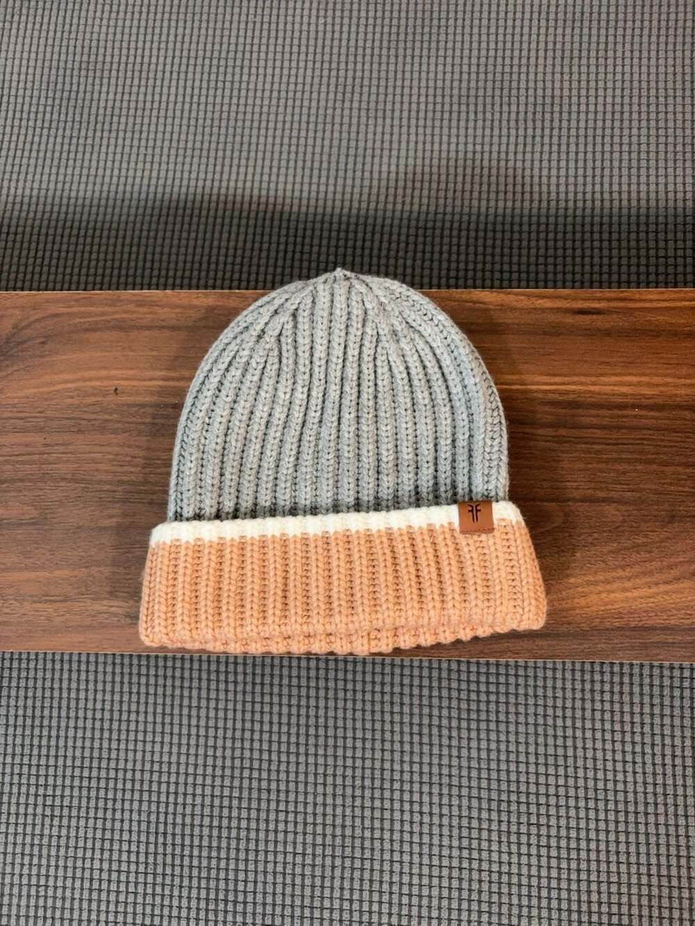Frye Colorblock Ribbed Knit Beanie Hat